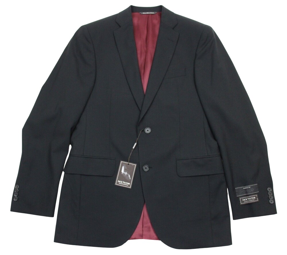 Jack Victor Suit 36 R Mens Black Muted Stripe Wool Nicolas Two Button 2 Piece